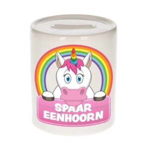 Kinder cadeau spaarpot eenhoorn 9 cm 10099678