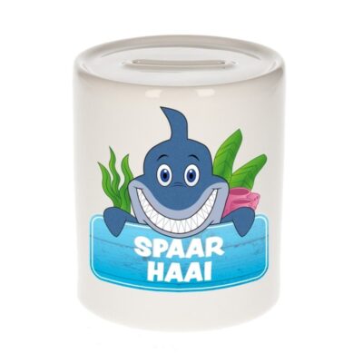 Kinder cadeau spaarpot haai 9 cm 10099362