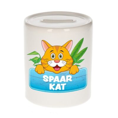 Kinder cadeau spaarpot kat / poes rood 9 cm 10099366