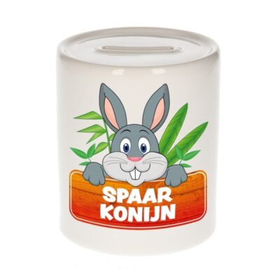 Kinder cadeau spaarpot konijn 9 cm 10099681