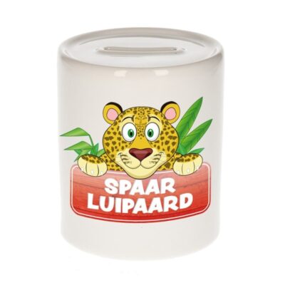 Kinder cadeau spaarpot luipaard 9 cm 10099659