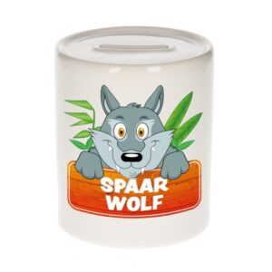 Kinder cadeau spaarpot wolf 9 cm 10099634