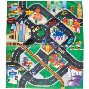 Kinder vloerkleedje Down Town racebaan met autos 80 x 70 cm 10121129