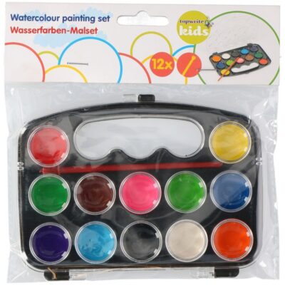 Kinderen schilders/schilderen waterverf set 12 kleuren - Hobby/knutselen 10080590