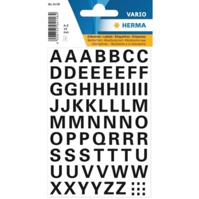 Letters stickers zwart 10mm 65x stuks per vel 10079178