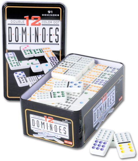 Longfield Games Dominospel Dubbel 12 in Blik 91 Stenen 63253