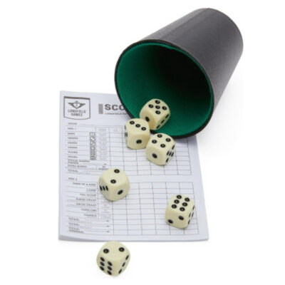 Longfield games Dobbelset - beker inclusief 6 dobbelstenen en yahtzee scoreblok 10285660