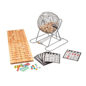 Luxe bingo spel metaal/hout set nummers 1-90 met molen 10231043