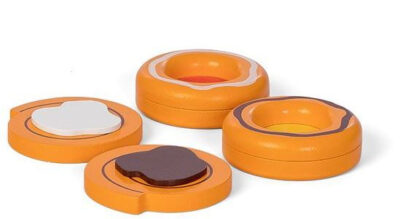 Mamamemo deens gebak junior 6 cm hout oranje/bruin 4 delig 450559