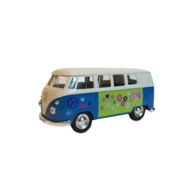 Metalen blauwe Volkswagen hippiebus pull-back 10077346