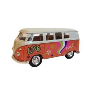 Metalen oranje Volkswagen hippiebus pull-back 10077344