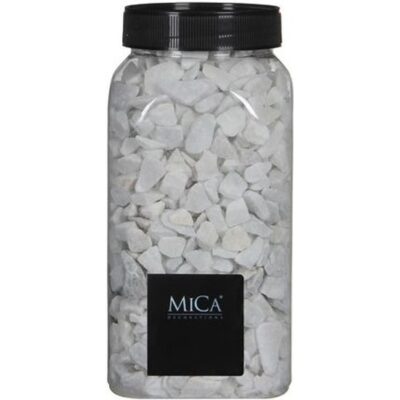 Mica Decorations - witte kiezel stenen - potje van 1 kilo - vaas/bloempot vulling 10136373