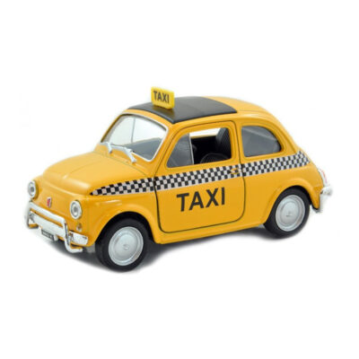 Modelauto Fiat 500 taxi geel schaal 1:24/12 x 5