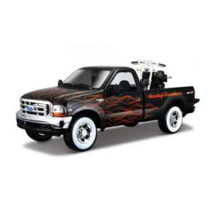 Modelauto Ford F-350 pickup met Harley Davidson motor zwart schaal 1:24/20 cm 10231322