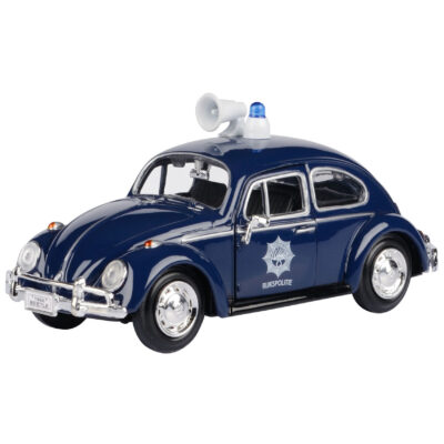 Modelauto Volkswagen Kever politie auto 1966 blauw schaal 1:24/17 x 7 x 6 cm 10300744