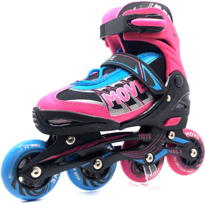 Move inline skates Fast semi softboot verstelbaar roze/blauw maat 30 33 1018105