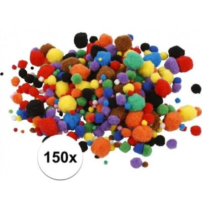 Multi kleur decoratieve pompons 15-40 mm 150 10083447