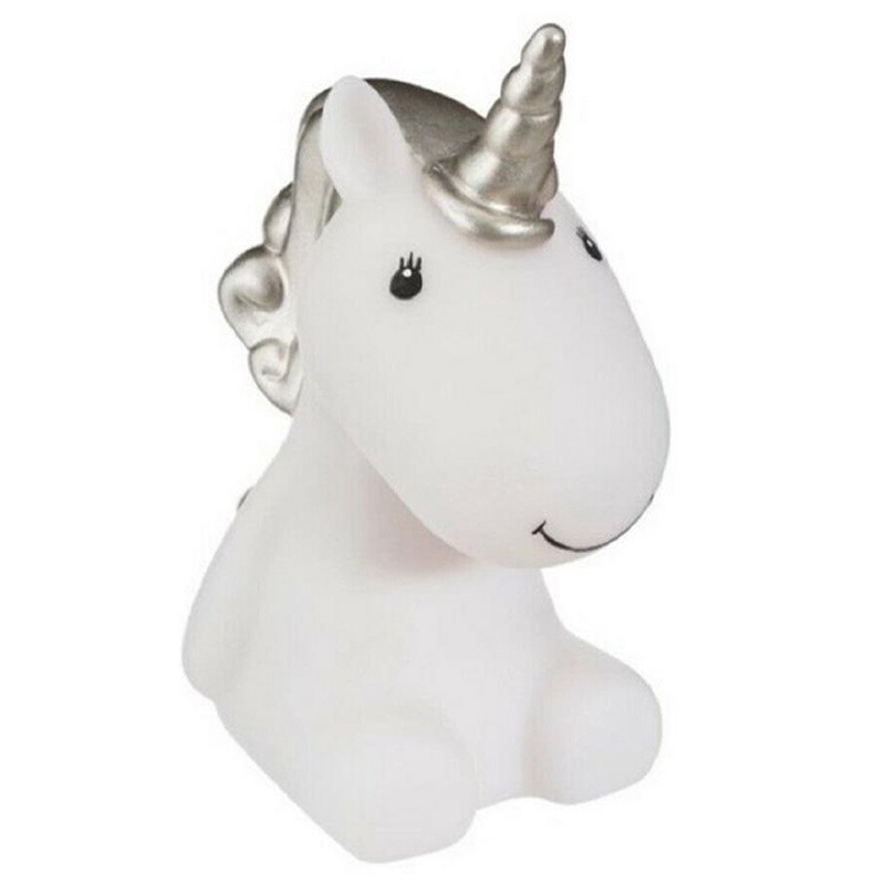 Nachtlampje LED - Unicorn - zilver - kunststof - 12 x 7 x 13.5 cm - kinderkamer 10434137