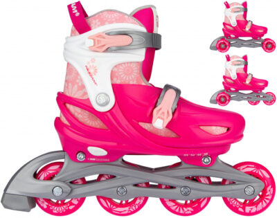 Nijdam inline skates 3 in 1 Floral Switch 82A roze/wit mt 25 28 438663