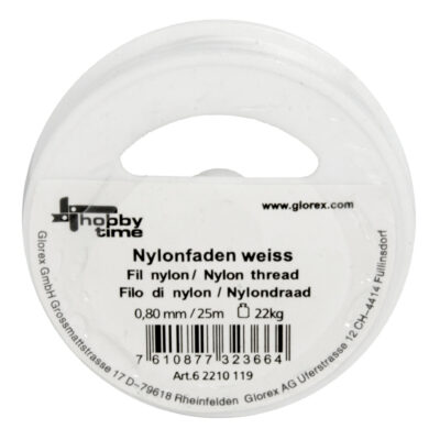 Nylon hobby draad wit 0.8 mm x 25 meter 10263562