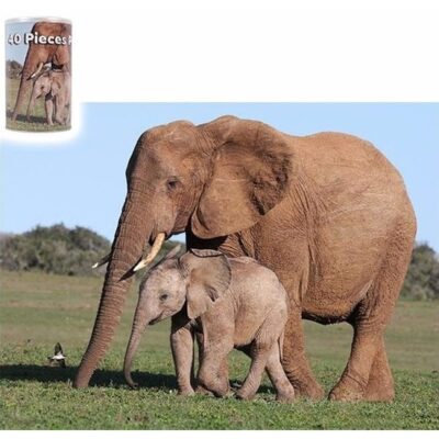 Olifant puzzel in blik 40 delig 10091542