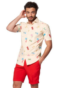 OppoSuits overhemd Beach Life heren polyester beige mt S 412337