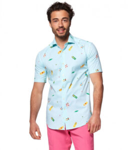 OppoSuits overhemd Pool Life heren polyester lichtblauw mt 3XL 412381