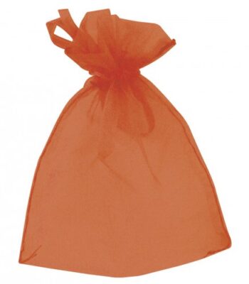 Oranje bruiloft zakjes van organza 10042673