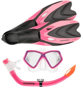 Osprey snorkelset junior siliconen zwart/roze 5 delig maat XXS 822903