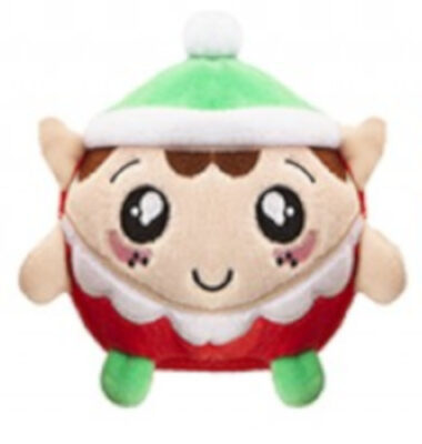 PMS knuffel Squishimi Xmas junior pluche 9 cm groen/rood 936792