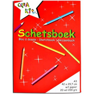 Pakket van 2x stuks A3 schetsboeken/tekenboeken wit papier 20 vellen 10209011