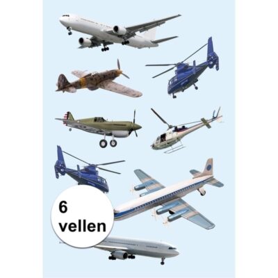 Papieren stickers helikopters 6 stuks 10116031