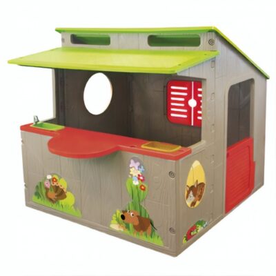 Paradiso Toys Kiosk Speelhuis 139 x 118 cm Bruin/groen/rood 328489