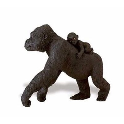 Plastic speelgoed figuur laagland gorilla met baby 11 cm 10092010