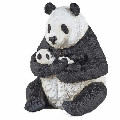 Plastic speelgoed figuur panda met baby panda 8 cm 10091014