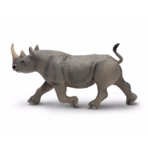 Plastic speelgoed figuur zwarte neushoorn 14 cm 10092005