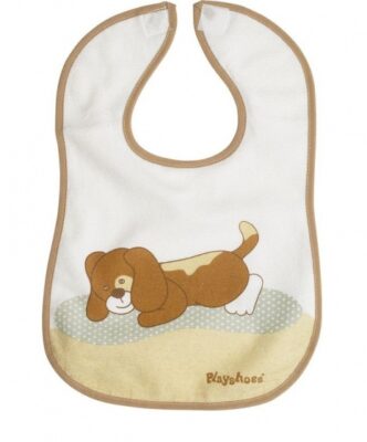 Playshoes slabbetje klittenband hond wit/bruin 24 x 28 cm 343801