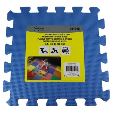 Puzzel speelmat foam tegels 30 x 30 cm blauw 9 stuks 10150779