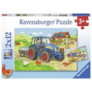 Ravensburger puzzel bouwplaats en boerderij - 2 x 12 stukjes 1745195