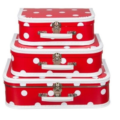 Retro koffertje rood polkadot 25 cm 10166100