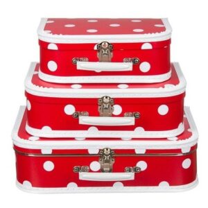 Rood polkadot vintage koffertje voor naaispullen 25 cm 10166136