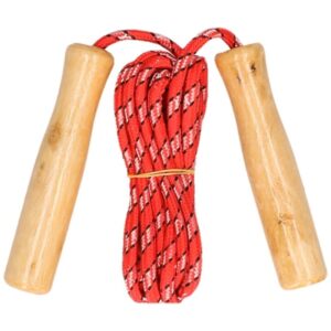 Rood springtouw met houten handvatten 236 cm 10141555