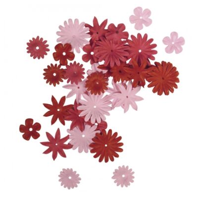 Rood/roze knutsel bloemen van papier 36 stuks 10052975