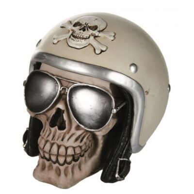 Schedel spaarpot met motorhelm 10056951