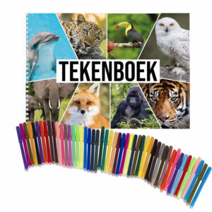 Schetsboek Dieren liefhebbers A4 50 paginas met 50 viltstiften 10249906