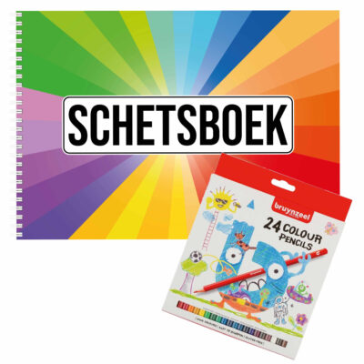 Schetsboek Kleurenwaaier thema A4 50 paginas met 24 potloden 10249909