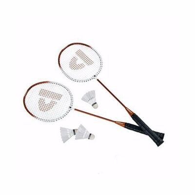 Set van 2x oranje badminton rackets met shuttels 10084538