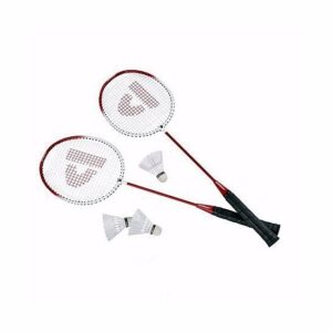 Set van 2x rode badminton rackets met shuttels 10084536