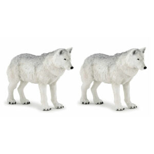 Set van 2x stuks plastic speelgoed figuur witte wolven 9