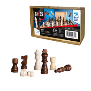 Set van 32x stuks houten schaakstukken in opbergkistje 10319678